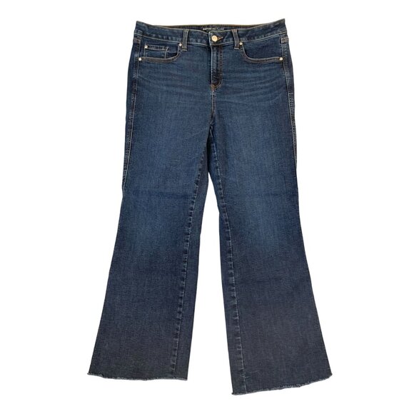 Chicos Womens Size 12 R Define Me Flare Jeans Raw Hem Blue Denim - Picture 1 of 8